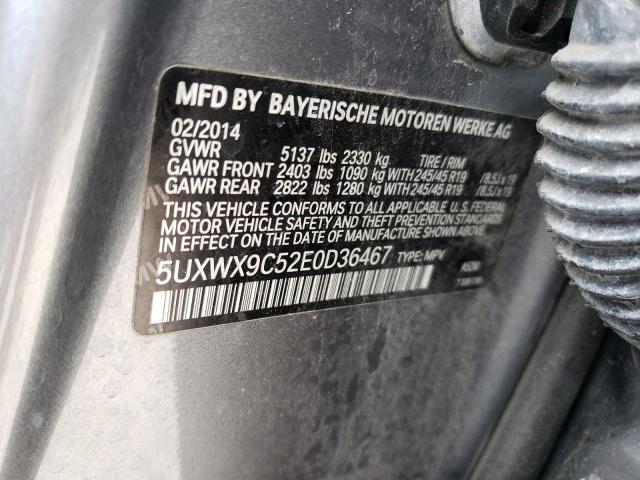 5UXWX9C52E0D36467 - 2014 BMW X3 XDRIVE28I GRAY photo 13