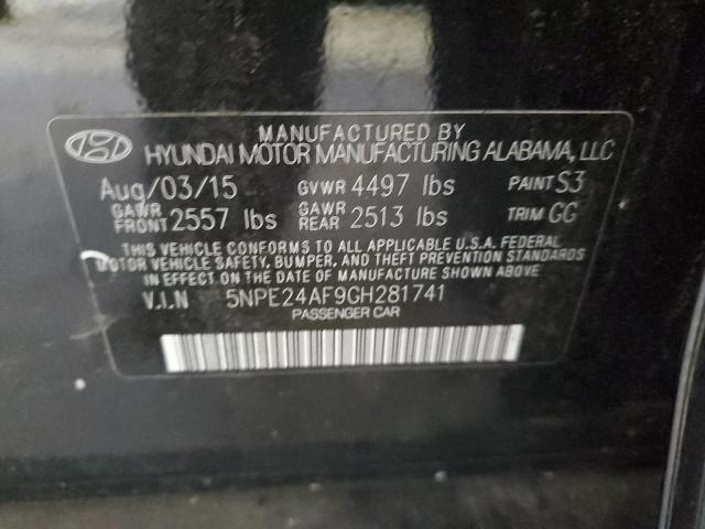 5NPE24AF9GH281741 - 2016 HYUNDAI SONATA SE BLACK photo 12