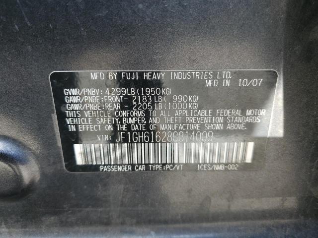 JF1GH61628G814009 - 2008 SUBARU IMPREZA 2.5I GRAY photo 12