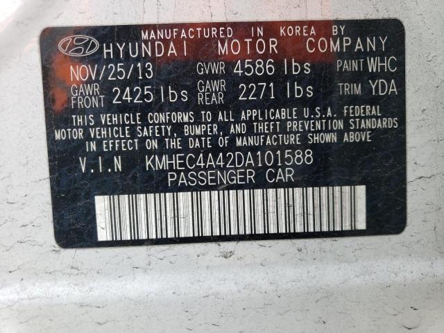 KMHEC4A42DA101588 - 2013 HYUNDAI SONATA HYBRID WHITE photo 12