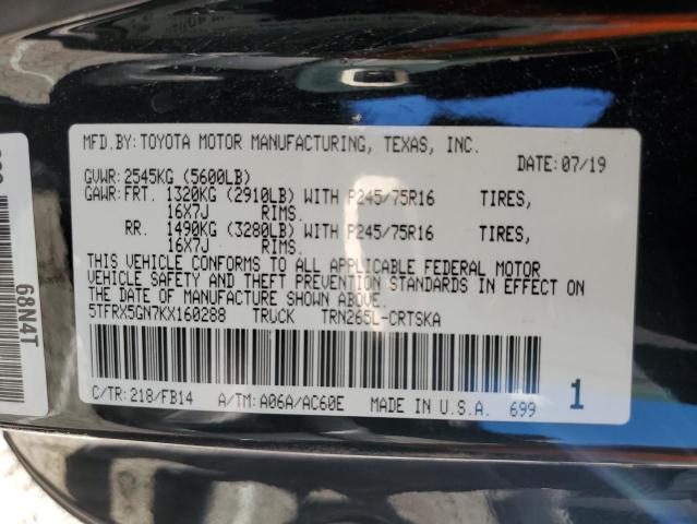 5TFRX5GN7KX160288 - 2019 TOYOTA TACOMA ACCESS CAB შავი ფოტო 12