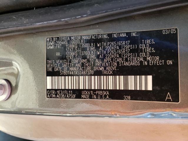 5TBDT441X5S487370 - 2005 TOYOTA TUNDRA DOUBLE CAB SR5 GRAY photo 12