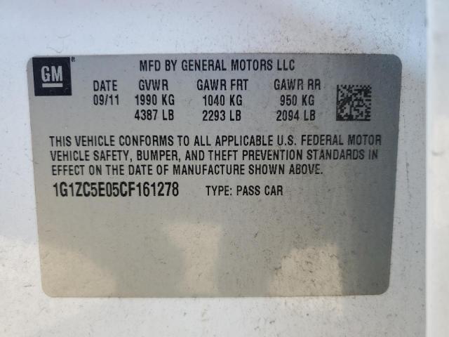 1G1ZC5E05CF161278 - 2012 CHEVROLET MALIBU 1LT WHITE photo 13