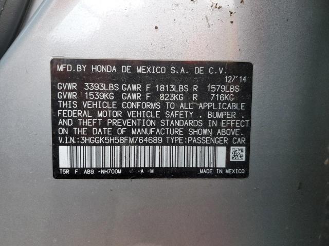 3HGGK5H58FM764689 - 2015 HONDA FIT LX SILVER photo 12