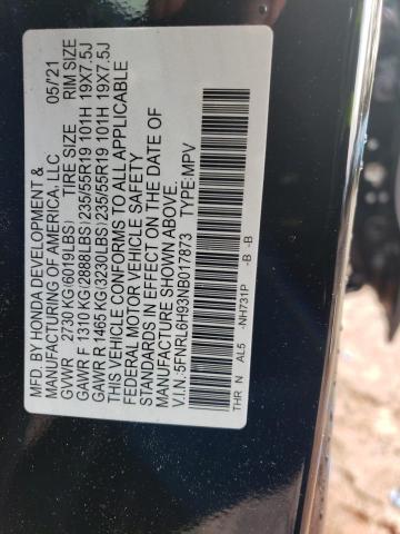 5FNRL6H93NB017873 - 2022 HONDA ODYSSEY ELITE Սև լուսանկար 13