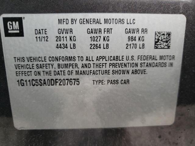 1G11C5SA0DF207675 - 2013 CHEVROLET MALIBU 1LT 石墨色 照片 12