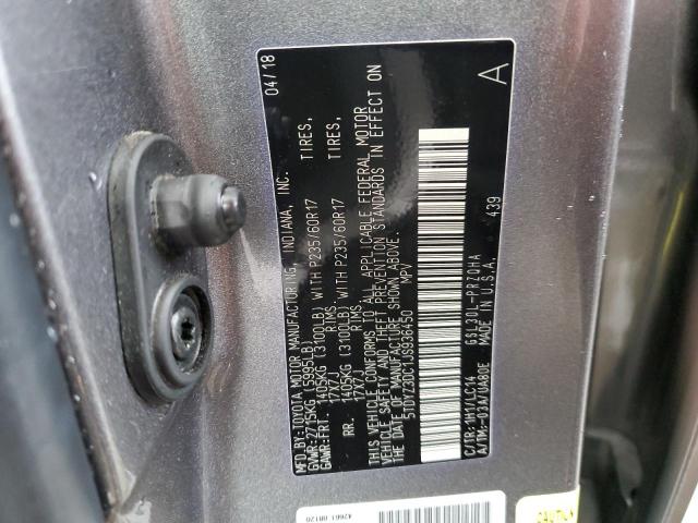 5TDYZ3DC1JS936450 - 2018 TOYOTA SIENNA XLE GRAY photo 13