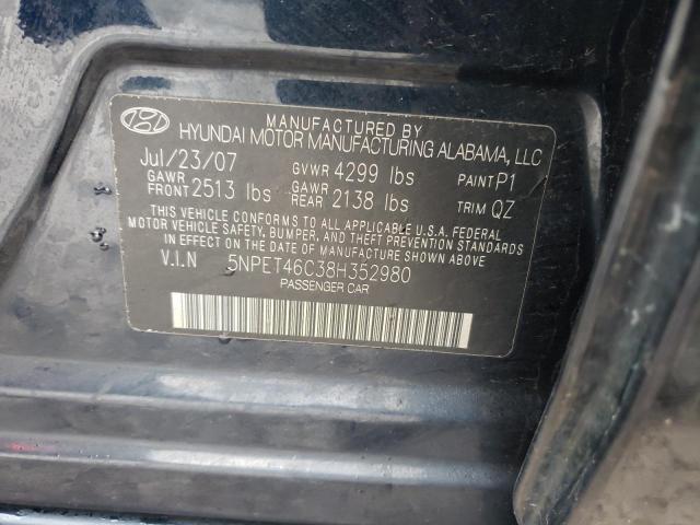 5NPET46C38H352980 - 2008 HYUNDAI SONATA GLS BLUE photo 12