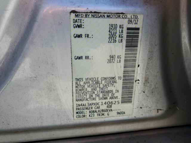 1N4AL3APXDC140625 - 2013 NISSAN ALTIMA 2.5 SILVER photo 12