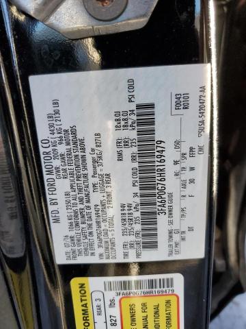 3FA6P0G76HR169479 - 2017 FORD FUSION S BLACK photo 12