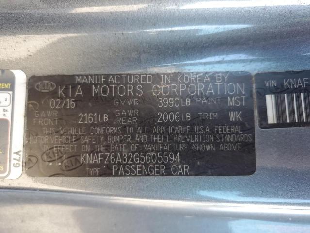 KNAFZ6A32G5605594 - 2016 KIA FORTE SX SILVER photo 13