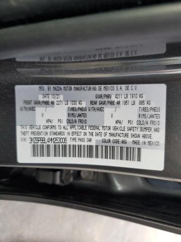 3MZBPBBL4MM253006 - 2021 MAZDA 3 SELECT GRAY photo 12