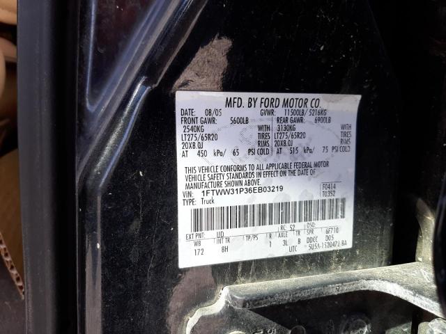 1FTWW31P36EB03219 - 2006 FORD F350 SRW SUPER DUTY BLACK photo 12