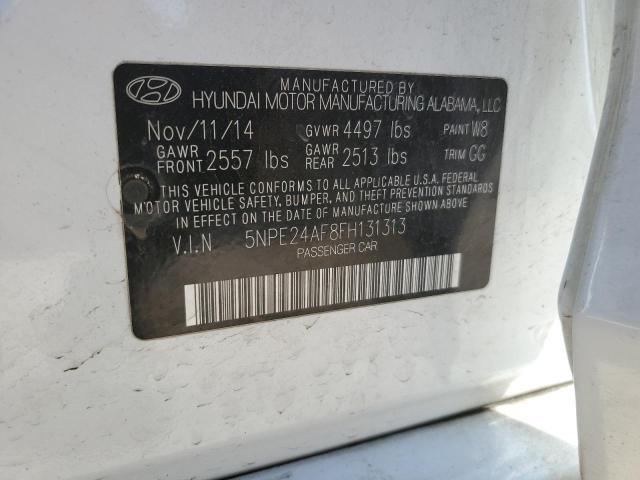 5NPE24AF8FH131313 - 2015 HYUNDAI SONATA SE WHITE photo 12