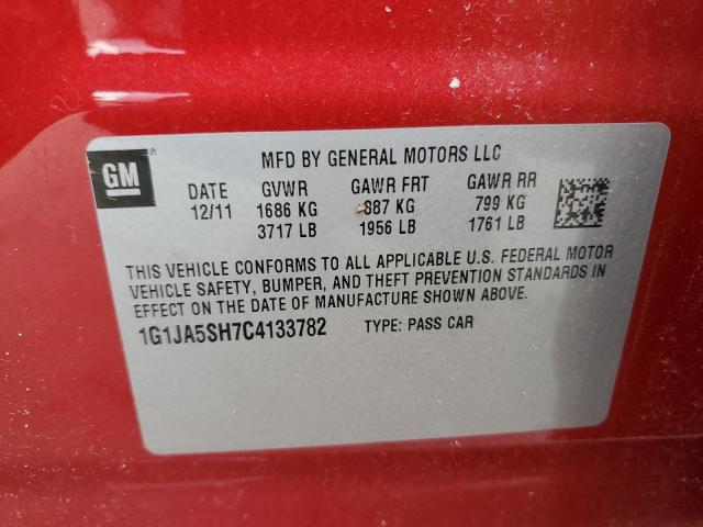 1G1JA5SH7C4133782 - 2012 CHEVROLET SONIC LS 红色 照片 12