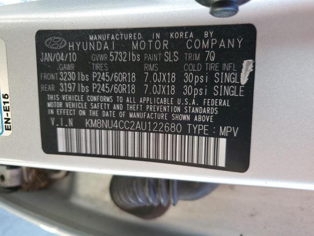 KM8NU4CC2AU122680 - 2010 HYUNDAI VERACRUZ GLS SILVER photo 13