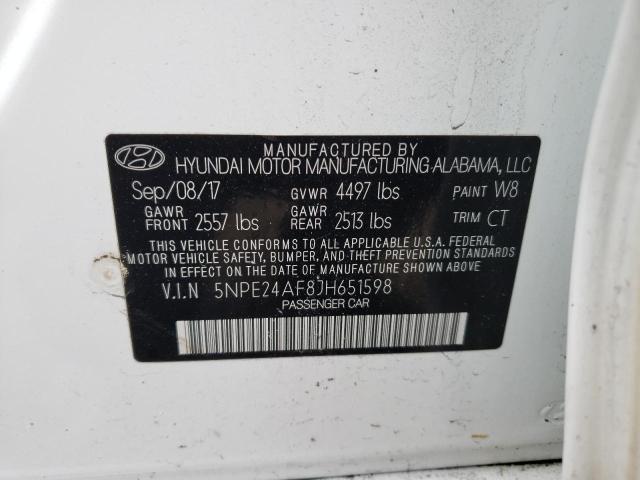 5NPE24AF8JH651598 - 2018 HYUNDAI SONATA SE WHITE photo 12