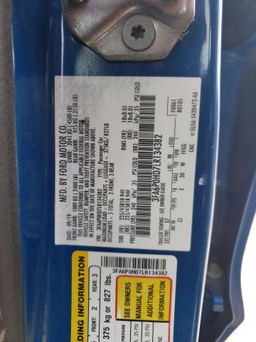 3FA6P0HD7LR134382 - 2020 FORD FUSION SE BLUE photo 12