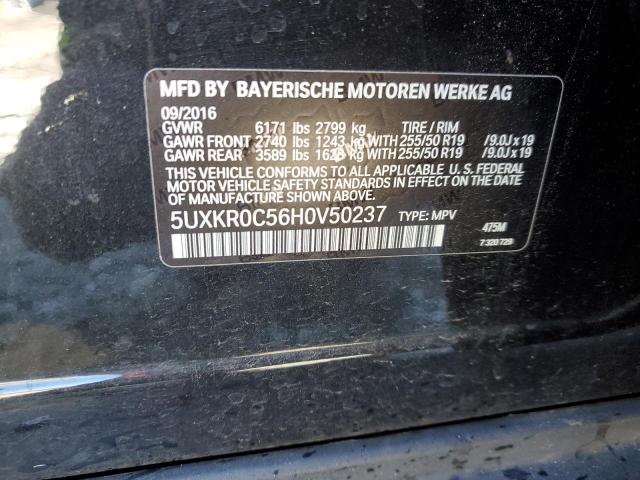 5UXKR0C56H0V50237 - 2017 BMW X5 XDRIVE35I BLACK photo 13