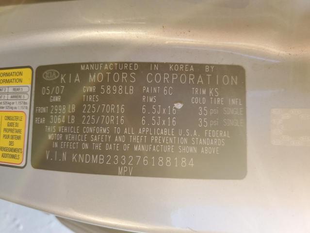 KNDMB233276188184 - 2007 KIA SEDONA EX SILVER photo 13