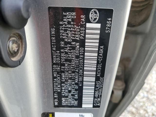 4T1BE30K35U978100 - 2005 TOYOTA CAMRY LE SILVER photo 12