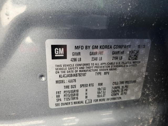 KL4CJASB4KB782187 - 2019 BUICK ENCORE PREFERRED Сұр фото 13