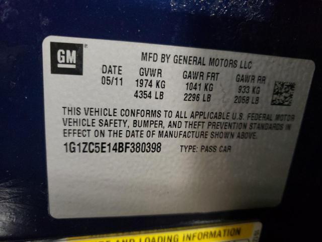 1G1ZC5E14BF380398 - 2011 CHEVROLET MALIBU 1LT BLUE photo 12