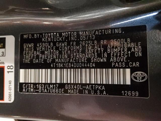 4T1BK1EB4DU044404 - 2013 TOYOTA AVALON BAS 灰色 照片 12