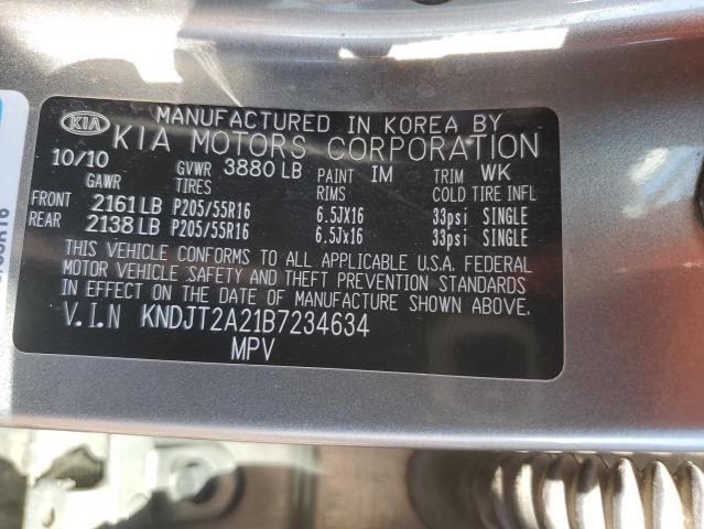 KNDJT2A21B7234634 - 2011 KIA SOUL + GRAY photo 12