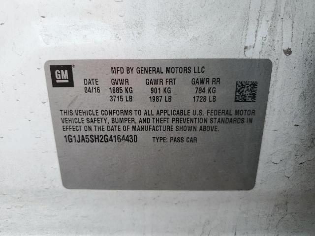 1G1JA5SH2G4164430 - 2016 CHEVROLET SONIC LS 白色 照片 13