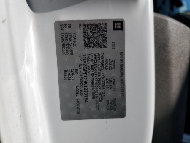 1GAZGPFG9K1233784 - 2019 CHEVROLET EXPRESS G3 LT WHITE photo 12