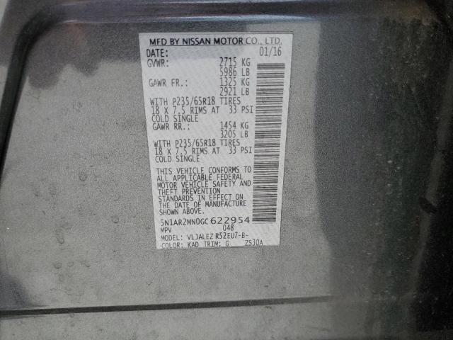 5N1AR2MN0GC622954 - 2016 NISSAN PATHFINDER S GRAY photo 13