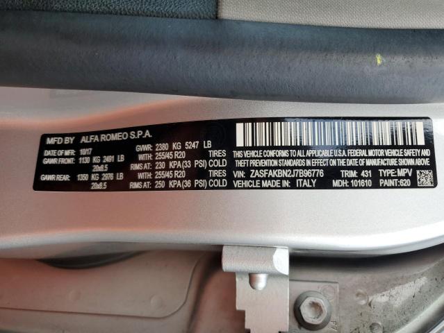 ZASFAKBN2J7B96776 - 2018 ALFA ROMEO STELVIO TI SILVER photo 12