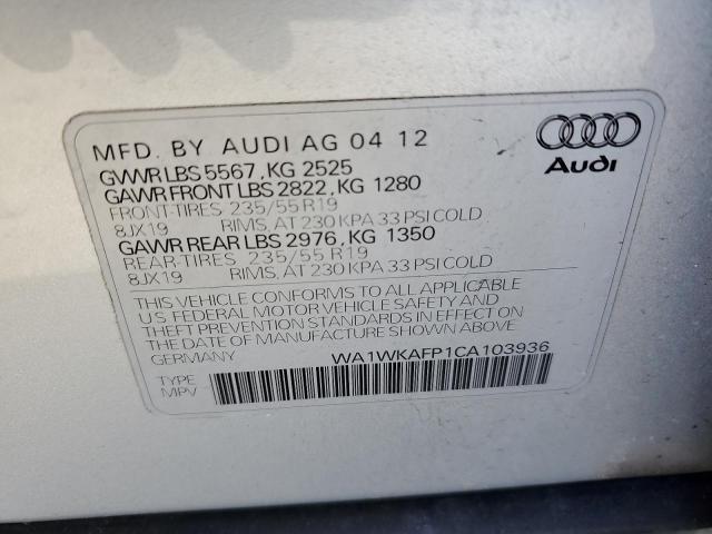 WA1WKAFP1CA103936 - 2012 AUDI Q5 PRESTIGE SILVER photo 12