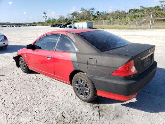 1HGEM22144L046237 - 2004 HONDA CIVIC DX VP RED photo 2