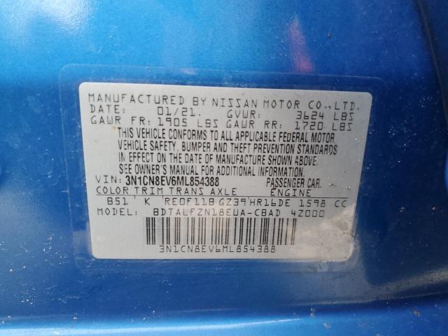 3N1CN8EV6ML854388 - 2021 NISSAN VERSA SV BLUE photo 12