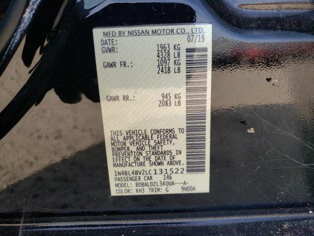 1N4BL4BV2LC131522 - 2020 NISSAN ALTIMA S BLACK photo 12