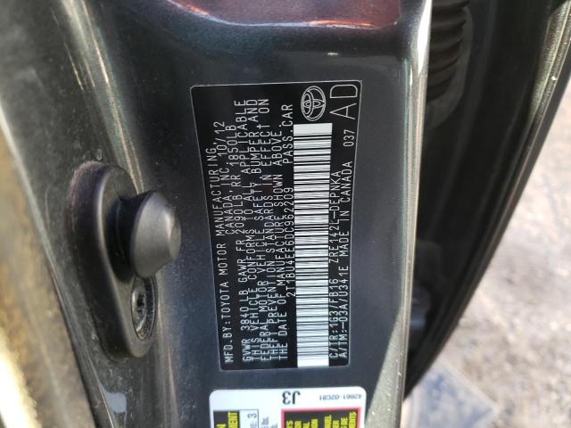 2T1BU4EE6DC962209 - 2013 TOYOTA COROLLA BASE GRAY photo 12