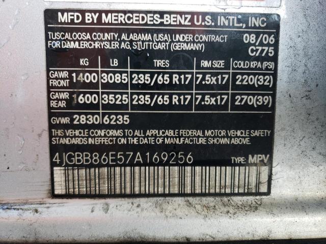 4JGBB86E57A169256 - 2007 MERCEDES-BENZ ML 350 SILVER photo 13