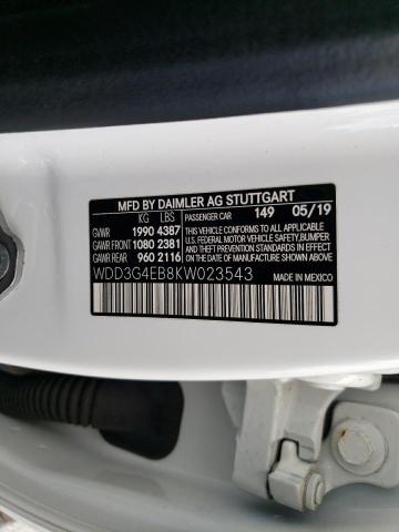 WDD3G4EB8KW023543 - 2019 MERCEDES-BENZ A 220 WHITE photo 12