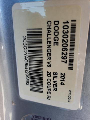 2C3CDYAG8EH299563 - 2014 DODGE CHALLENGER SXT SILVER photo 12