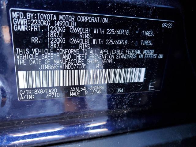 JTMB6RFV1ND077085 - 2022 TOYOTA RAV4 XLE PREMIUM BLUE photo 14