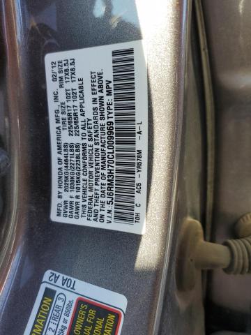 5J6RM3H70CL009969 - 2012 HONDA CR-V EXL GRAY photo 13