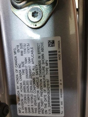 2HKRW6H38JH216187 - 2018 HONDA CR-V LX SILVER photo 13