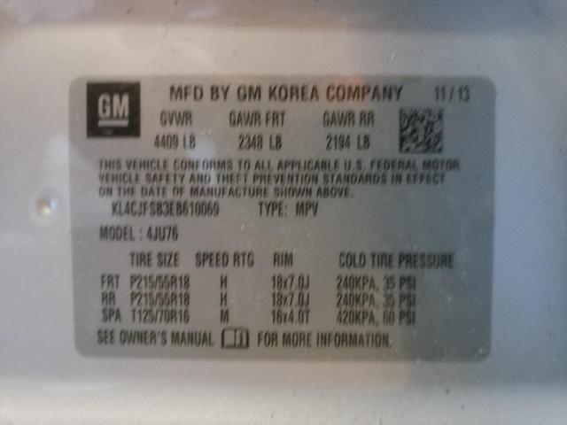 KL4CJFSB3EB610069 - 2014 BUICK ENCORE CONVENIENCE SILVER photo 13