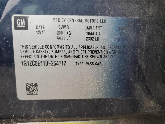 1G1ZC5E11BF254712 - 2011 CHEVROLET MALIBU 1LT 蓝色 照片 12