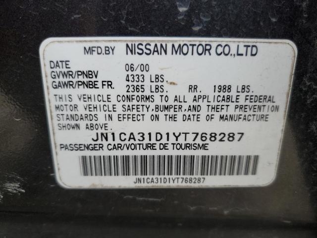 JN1CA31D1YT768287 - 2000 NISSAN MAXIMA GLE GRAY photo 12