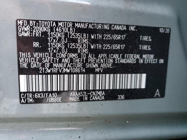 2T3W1RFV3MW108614 - 2021 TOYOTA RAV4 XLE GRAY photo 14