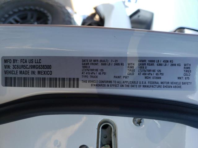 3C6UR5CJ9MG638300 - 2021 RAM 2500 TRADESMAN თეთრი ფოტო 12