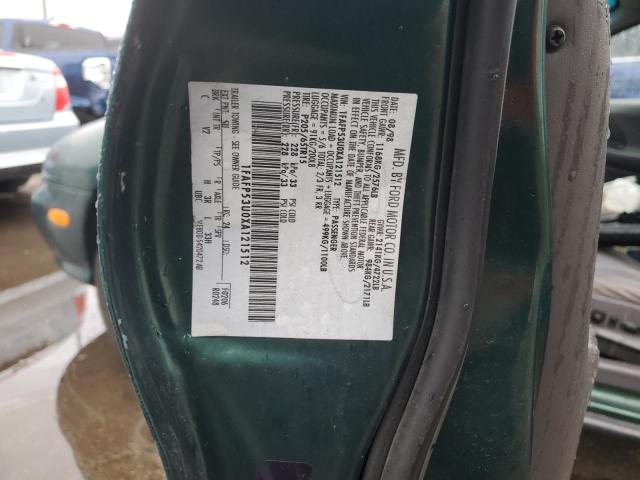 1FAFP53U0XA121512 - 1999 FORD TAURUS SE GREEN photo 12